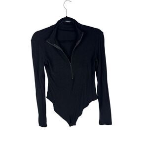 Black Bodysuit with Zipper Neck- size M